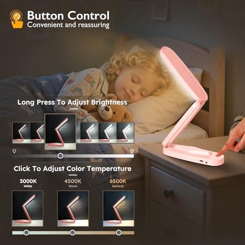 Overcomo Small LED Rechargeable Portable Foldable Cordless Desk Table Lamp — view 4