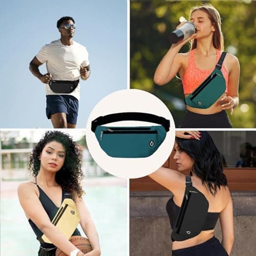 Rosoz Bum Bag, Belt Bag Women's Bum Bag Men's Gifts Sports Hip Bags for Outdoor Travel Running Cycling, Green — view 5