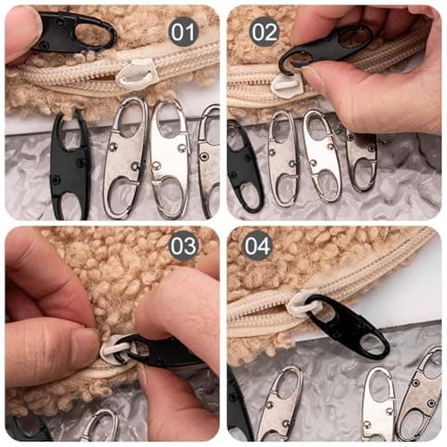 6 Pcs Anti-Theft Zipper Lock Clips, Double Opening S Carabiner Zipper Pull Locks, Mini Snap Hook Clips for Backpacks, Travel, Camping and Fishing — view 5