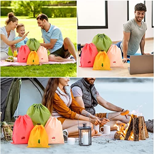 FORYNXHWIN 6-Piece Drawstring Bags - Waterproof Travel & Storage Organizers with 3 Sizes & 6 Patterns, Laundry Bags for Clothes, Shoes, Swim Gear, and Toys, Foldable & Portable Nylon Drawstring Bags — view 6
