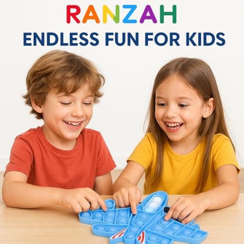RANZAH Airplane Shape Pop Fidget Toy – Silicone Sensory Bubble Push Toy for Kids & Adults, Stress Relief, Anxiety & ADHD Calming Toy, Reusable Travel Toy (Blue Jet Design (Aeroplane) — view 4