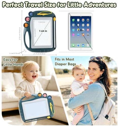 AiTuiTui Magnetic Drawing Board Travel Size, Erasable Doodle Sketching Writing Pad Travel Games for Kids in Car, Early Education Learning Skill Development Toy for Girls Age 3 4 5 Year Old, Dark Green — view 6