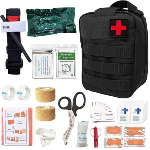 CLIUNT 54 PCS First Aid Kit, Emergency Trauma Kit, First Aid Bag, First Aid Molle Pouch for Home Outdoor Camping Hiking, Includes Bandages, Tourniquet and Essentials for Everyday Situations