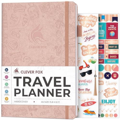 Clever Fox Travel Journal, Vacation Planner Organizer A5 Rose Gold