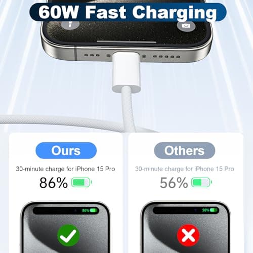 RTDHO 4 Pack USB C to USB C Cable 60W Charger Cable Fast Charging Type C — view 3