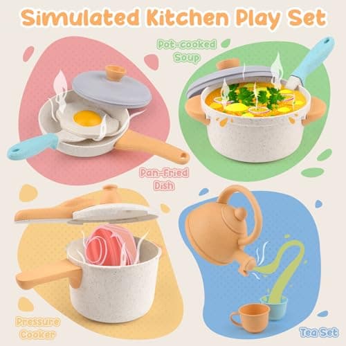 Dreamon Mud Kitchens Accessories Outdoor Indoor Toy Kitchen for Kids Pots and Pans Playset Pretend Role Play Cooking Cookware Kettle Toy Gift 3 4 5 6 Boys and Girls Toddler — view 2