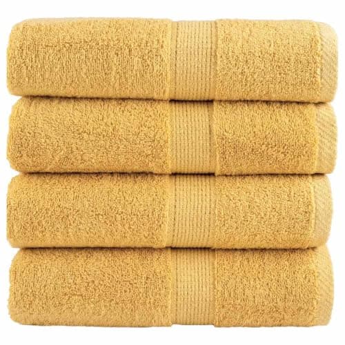 Eclith SOLUND Premium Wash Cloths Set of 4 Gold 30 x 30 cm 600 g/m² Cotton Towels for Bathroom, Sauna, Spa, Fitness, Travel, Hotel, Toilet, Face and Body Care, Versatile Use