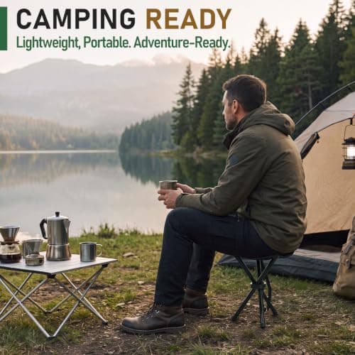 Karenhi 6 Pack Travel Folding Camping Stool, Lightweight Outdoor Tripod Chair Heavy Duty Portable Three Legged Seats for Travel Fishing Hiking Tailgating, Premium 600d Oxford Fabric, Black — view 2