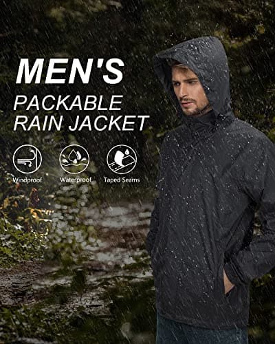 33,000ft Mens Waterproof Jackets Outdoor Windproof Lightweight Rain Jacket — view 6