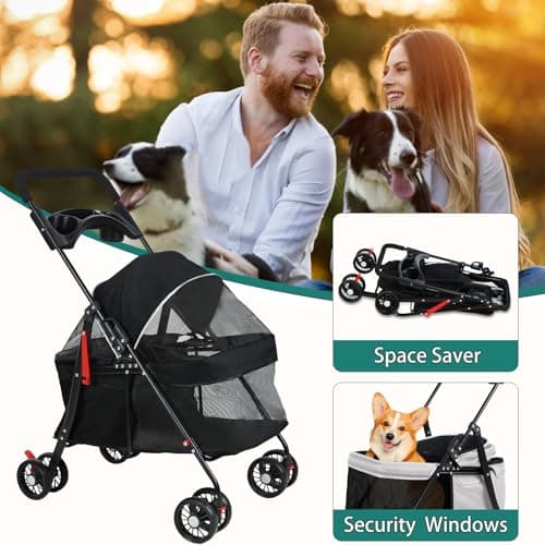 Small Dog Stroller, Folding Pet Gear Stroller with Breathable Mesh — view 4
