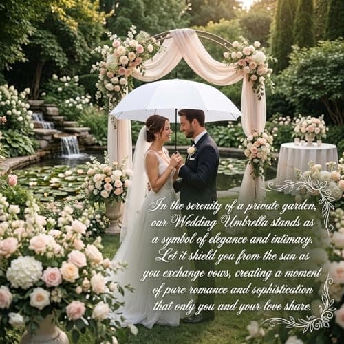 Weewooday 4 Pack Large White Umbrella 47 Inches Auto Open Wedding Golf Windproof and Rainproof Umbrella Bride Bridegroom Party(Eva Handle) — view 3