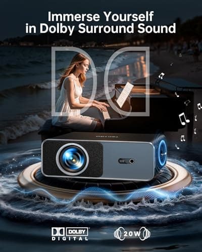 Projector 4K, 1200ANSI Home Cinema Projectors Built in APP, 20W Dolby Audio, TOPTRO FHD 1080P Portable Smart Projector with Auto Focus/Keystone, WiFi 6 Bluetooth Low noise Video Projector for Bedroom — view 4