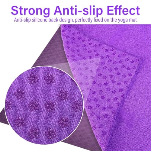 Audasi Yoga Mat Towel Yoga Towel Non Slip Hot Yoga with Mesh Carrying Bag 183 * 63cm Large Gym Towels Quick Dry Portable Breathable Yoga Mat Towel for Bikram Pilates Gym Workout(purple) — view 2