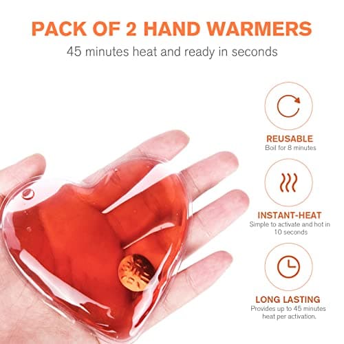 Vicloon Reusable Hand Warmers, 2PCS Instant Hand Warmers, Red Reusable Gel Click Heat Pads for Cold Hands Heat Pads Pocket Warmers — view 5