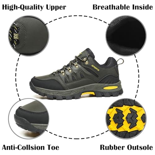 Topwolve Hiking Boots Men's Women's Waterproof Walking Shoes Low Rise Trekking Climbing Shoes Outdoor Backpacking Camping Trails Shoes,Green,5 UK — view 5