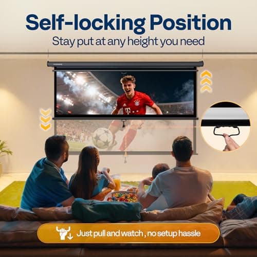 VIVOHOME 80Inch Projector Screen Pull Down Movie Screen with Auto Locking — view 3