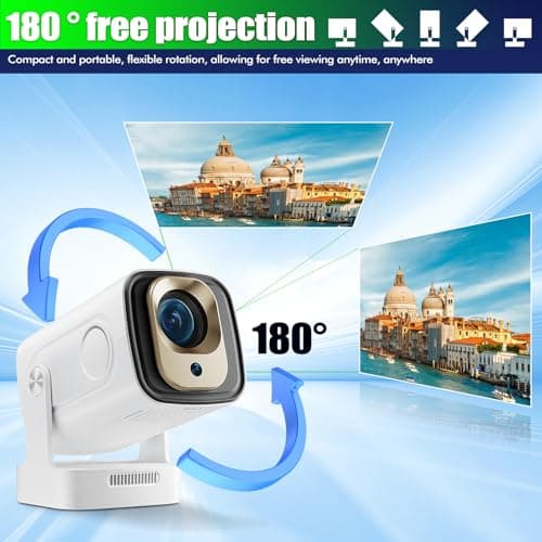 KEPEAK Portable Mini Projector, 4K 1080P WIFI6 Bluetooth 5.4 Android 11, 180° Rotatable/Auto Keystone, 130"Screen Smart Projector, Video Projectors with USB/HDMI/DC Port (White) — view 4