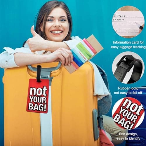 Luggage Tags, 6Pcs PVC Suitcase Tags, Secure Luggage Labels — view 3