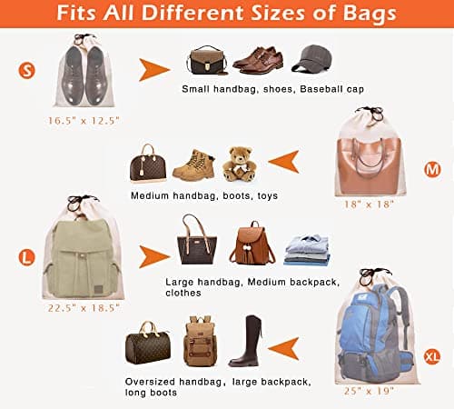 MISSLO Set of 3 Cotton Breathable Dust-Proof Drawstring Storage Pouch Multi-Functional Bag (Beige, Pack 3 S) — view 3