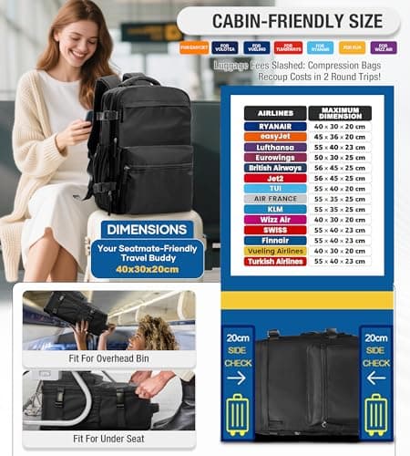 Vacuum Travel Backpack Women with Pump Vaultbag Ryanair Cabin Bags 40x30x20 — view 2