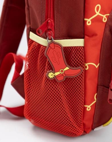 Disney Toy Story Girls Red Jessie Backpack | Adjustable Padded Straps, Front Zip Pocket & Mesh Side Pocket | Back to School Rucksack with Bullseye Graphic Merch — view 6