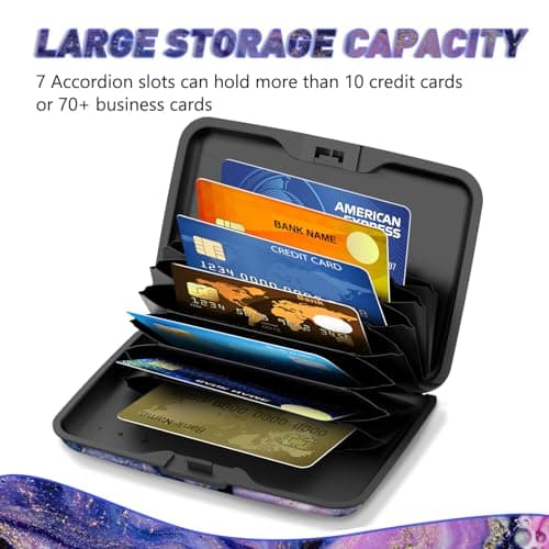 ToLuLu Credit Card Holder, Mini RFID Small Aluminum Card Wallet, Blocking Slim Metal Business Card Case, RFID Blocking Front Pocket Wallet Hard Case CC Holder for Women Girl, Aesthetics Purple Marble — view 4