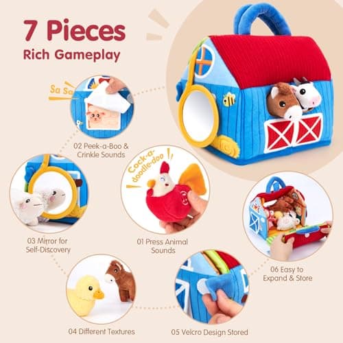 hahaland Baby Toys 6-12 Months Plush Farm Animal Sound Sensory Toys — view 3