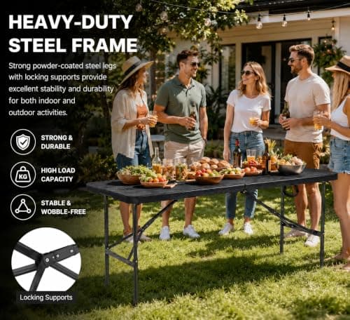 ACCURATE Heavy Duty Folding Camping Table (BLACK, 4FT) — view 3