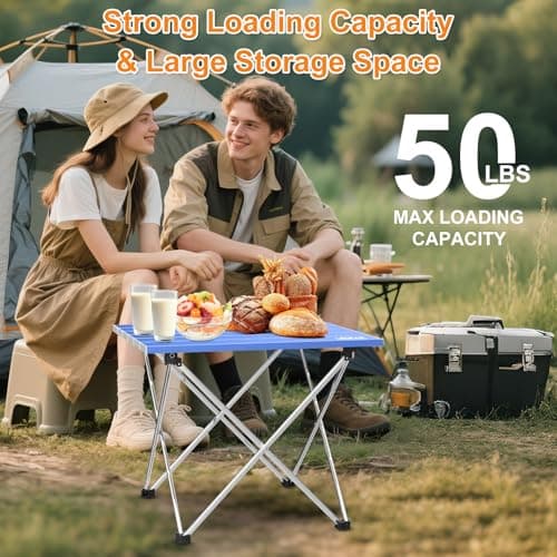 Ledeak Portable Camping Table, Lightweight Folding Table with Aluminum Table Top and Carry Bag, Easy to Carry, Perfect for Outdoor, Picnic, Cooking, Beach, Hiking, Fishing (Ocean Blue, Small) — view 6