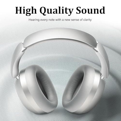 Wentronic Y04 Bluetooth Headphones Active Noise Cancelling Wireless Over Ear Headsets 48 Hours Playtime High Sound Quality Foldable Earphones with Soft Ear Cushion for Travel - White — view 4
