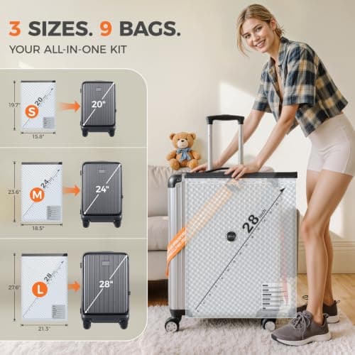 Innsky 9-Pack Vacuum Storage Bags with Rechargeable Pump, 3 Sizes — view 4