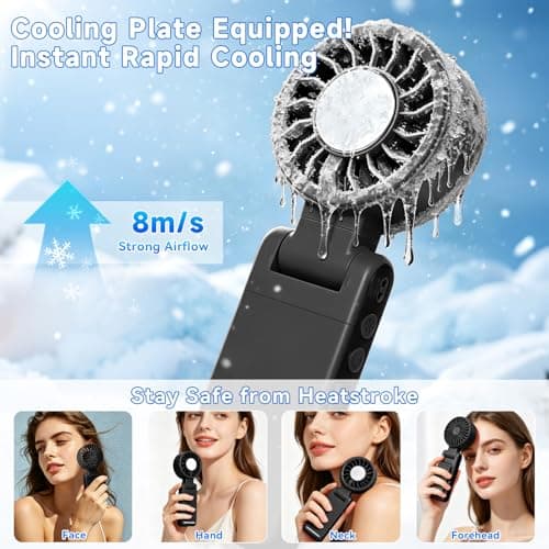 Handheld Portable Turbo Fan with Ice Cooling, Foldable Clip on fan(Black) — view 2
