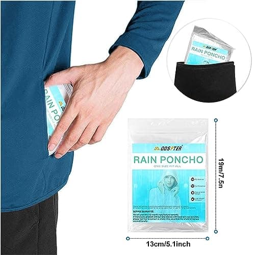 ODSPTER 6 Pack Disposable Rain Ponchos - One Size Rain Poncho Waterproof Emergency Raincoats Rain Poncho Adult Rain Coats With Hood and Sleeves Ideal for Festivals, Camping, Fishing, Theme Parks — view 6
