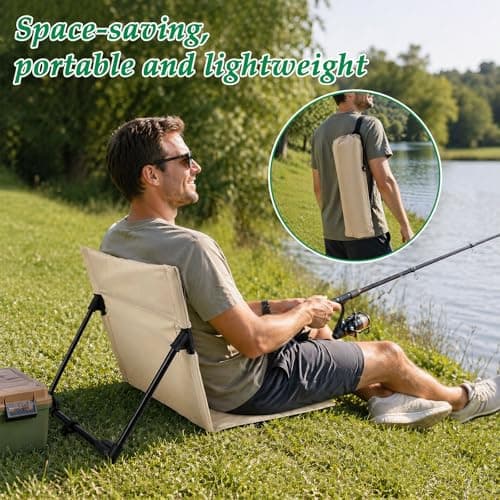 bssmmai Beach mat with backrest，Super Lightweight Folding Camping Chair - Portable Beach Chair with Carry Bag for Beach, Picnics, Camping, Hiking and Outdoors — view 6
