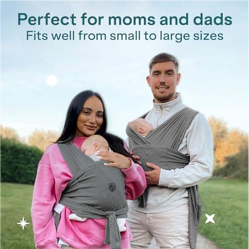 Koala Babycare Baby Sling Easy to Wear - Certified Ergonomic Support - Multi-Purpose Stretchy Baby Carrier Suitable up to 9 kg - Baby Wrap Carrier for Newborn - Anthracite - Registered Design — view 6