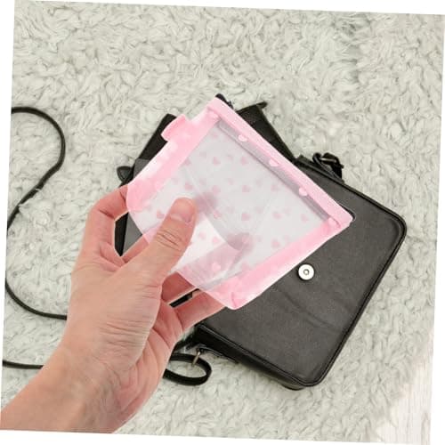 Pink Nylon Heart Mesh Coin Pouch Travel Organizer for Women — view 5