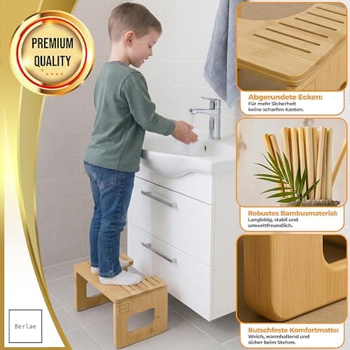 Folding Natural Bamboo Toilet Stool for Adults - Toilet Stool — view 4