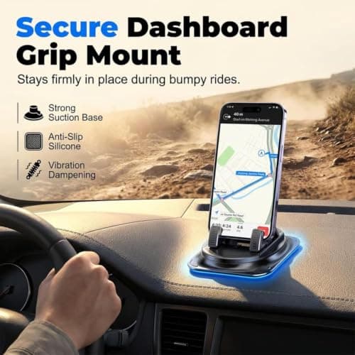 SUJAHHUJIQ Phone Holder Car - 360°Adjustable Dashboard Mount, Non-Slip Car Phone Holder Compatible for All Smartphone, Universal Car Phone Mount (1 Pack) — view 2