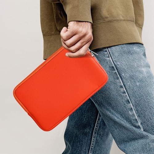 kwmobile Neoprene Pouch Compatible with 8"-8,4" Tablet - Universal Sleeve Case Cover with Zipper for Tablet - Orange — view 2