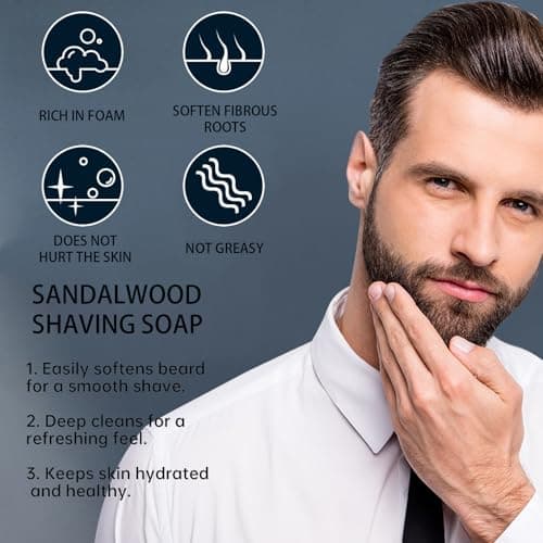 Solid Shaving Soap for Men,Mint Shaving Smoothest Wet Soap with Shaving Brush,Deep Cleaning,Travel Size Shaving Soap — view 5