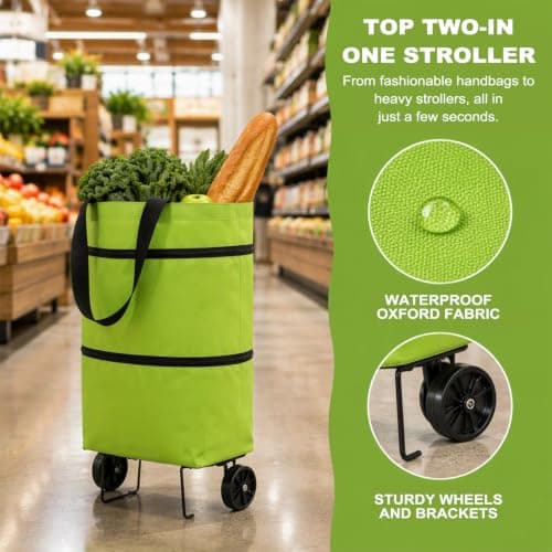 2 in 1 Foldable Shopping Cart with Wheels — view 3