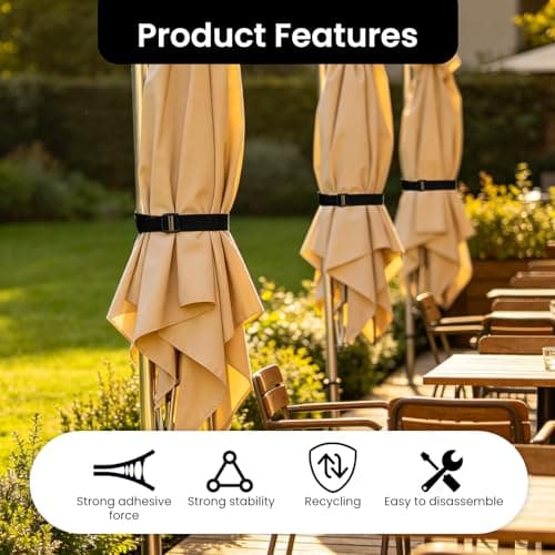 3 Pcs Adjustable Elastic Cinch Straps Securing Straps for Parasol with Hook and Loop Heavy Duty Windproof Tie Downs with Quick-Release Buckles for Garden Umbrellas Camping Gear Yoga Mats Outdoor — view 3