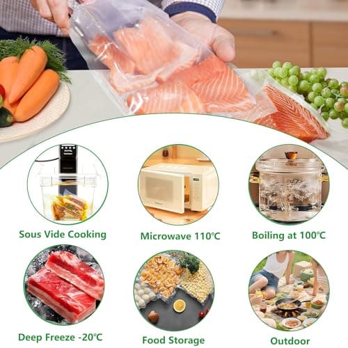 Rshuhx Vacuum Food Sealer Bags Mixed 17x25cm 20x30cm 28x40cm 80 pack BPA Free Vacuum Storage Bags for Sous Vide Cooking Commercial Grade Textured Food Vacuum Sealer Bag Thick Embossed — view 6