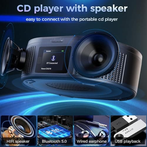 Desobry Portable CD Player with Bluetooth 5.0 LCD Screen for Home Senior — view 4