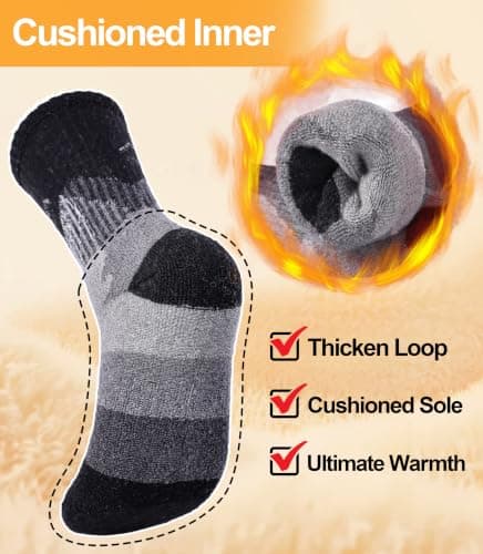 DOSKONI Merino Wool Hiking Socks for Women Cozy Boot Work Crew Socks, Blue — view 5