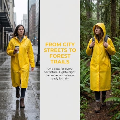 Glitzville Halloween Cosplay Outfit Yellow Raincoat Waterproof Rain Coats with Hoods and Elastic Cuffs for Halloween Dress Up Outdoor Camping Travel — view 5