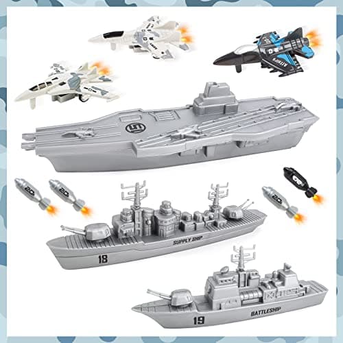 deAO Kids Army Toys, Aircraft Carrier Military Battleship Submarine Playset — view 3