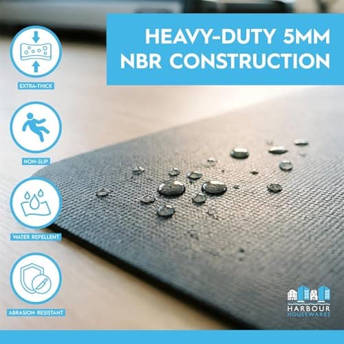 Harbour Housewares Rubber Treadmill Mat – 180 x 75cm – Black - Heavy-Duty NBR, Non-Slip, Water & Abrasion Resistant, Home Gym Floor Protector, Portable Exercise Mat — view 3