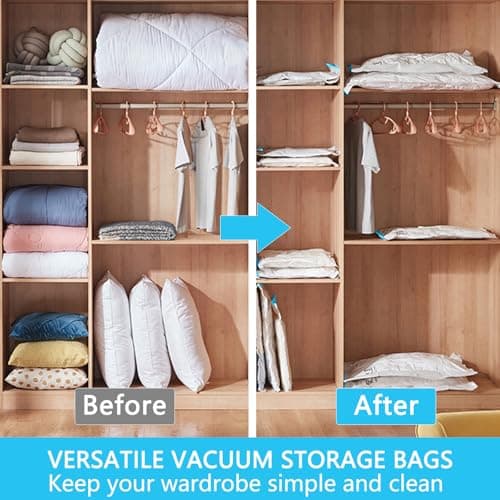 Vacuum Storage Bags - 2 Pack 100X130CM Extra Large Strong Space Saver Compression Bags - Reusable Vacuum Pack Bags Double Zip Seal Travel Vacuum Storage Bags for Clothes Duvets Quilts Bedding Pillows — view 5