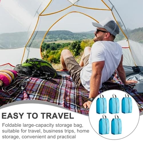 Travel Shoe Bags, 5PCS Shoe Bags for Travel, L Size Shoes Storage Bag, Unisex Shoe Pouch for Travel or Home Storage(Blue) — view 4